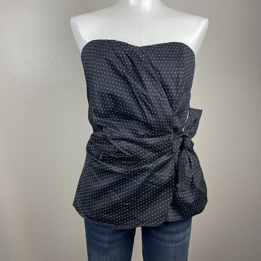 Spiegel Vintage Black Polka Dot Corset Blouse Y2K